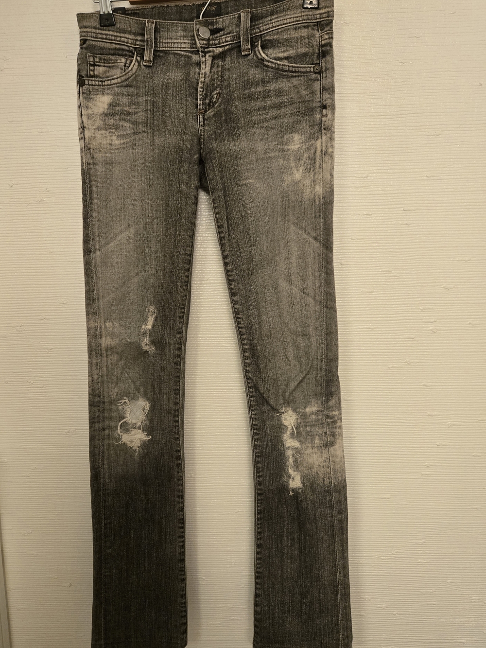 Citizens Of Humanity Gray Distressed Ava Low Rise Straight Leg Jeans- Women's 24